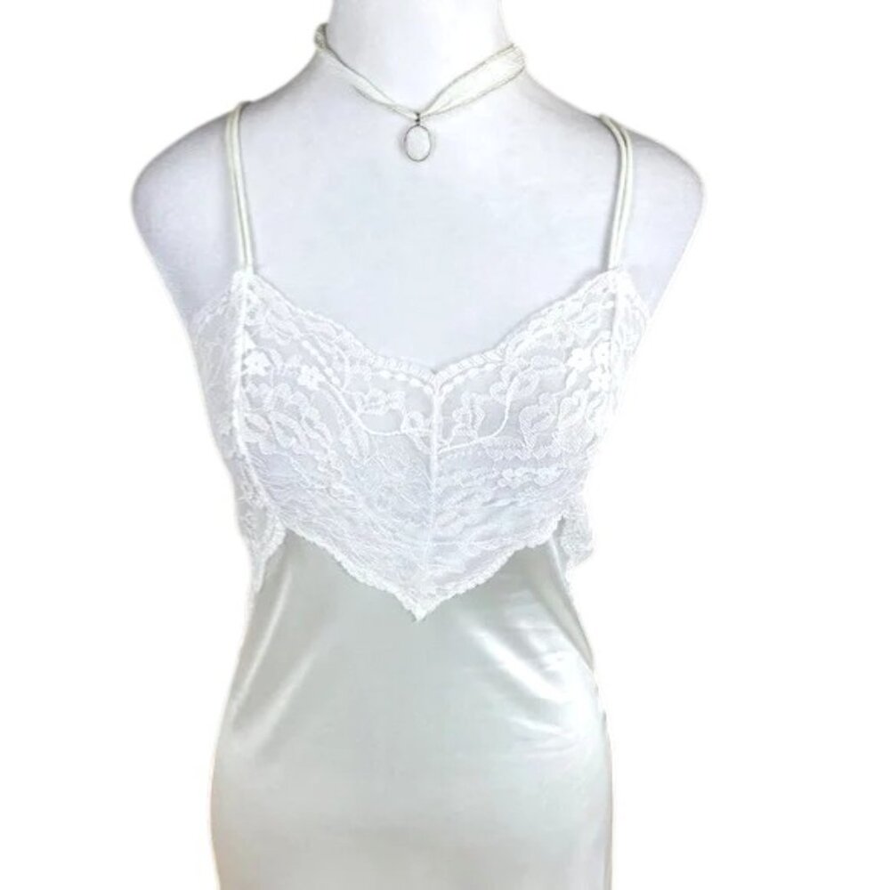 Vintage Maxi Slip Dress Ivory with Lace Val Mode (S/P)